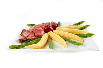 roast meat with corns