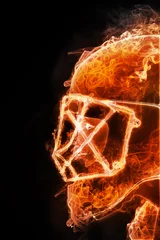 Crédence de cuisine en verre imprimé Flamme Un joueur de hockey