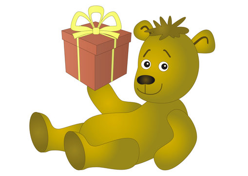 Bear with a gift box