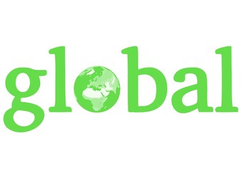 "global" mit o als Welt - grün