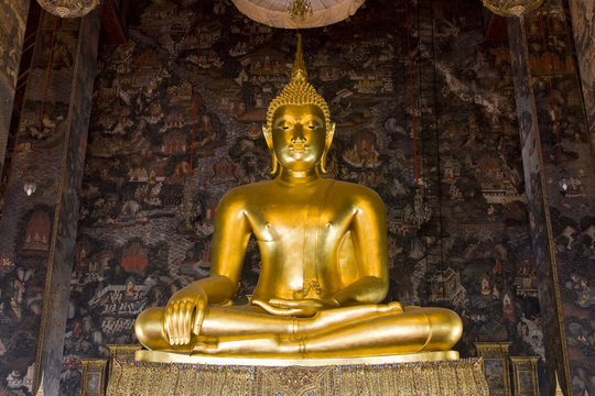 Buddha image in a temple in Bangkok, Thailand.