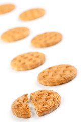 sweet cookies on white background
