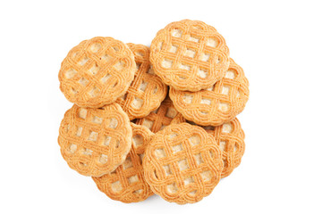 sweet cookies on white background