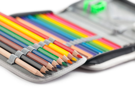 crayons in pencil box