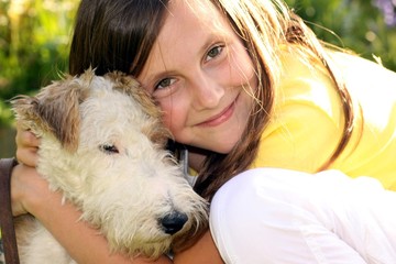Girl with lovely dog