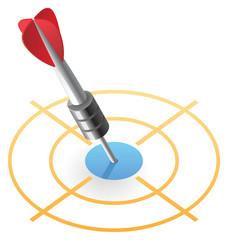 Isometric icon of dart in target