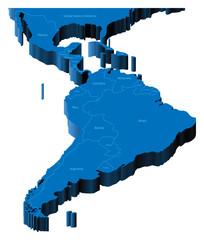 3d map of Latin America