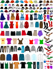 big collection of clothes and accessories