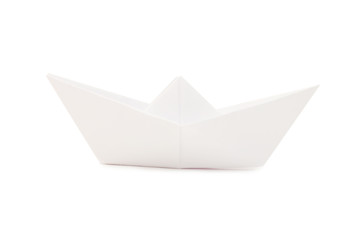 Paper ship isolated on white background