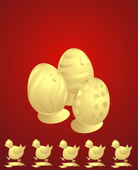 wielkanocne tło ze złotymi pisankami © Lasa
