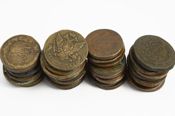 old russian coins on the white background