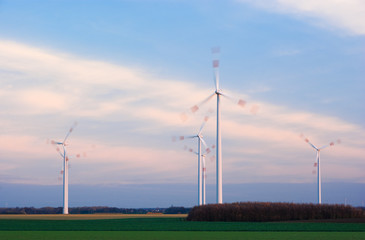 Wind turbines with motion blur