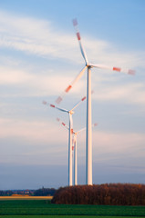 Wind turbines with motion blur