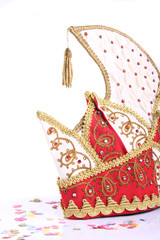 german jesters hat and confetti