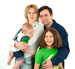 Happy young family with two children