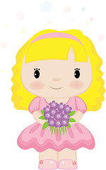 The girl with a bouquet in a hand