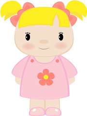 The little girl with bows on a head