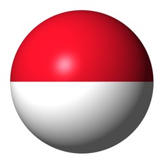 Indonesia flag sphere isolated on white illustration - obrazy, fototapety, plakaty