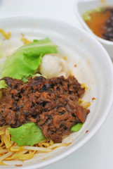 Chinese style vegetarian fish ball noodles