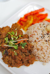Malay vegetarian rendang chicken or mutton rice