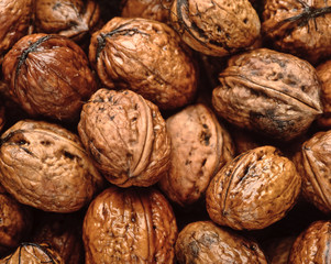 background of wet walnuts