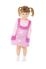 Standing seriuos little girl