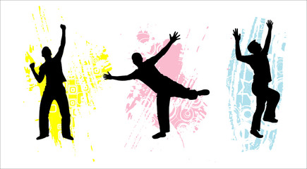 Set silhouettes of dancing guys - 21283214