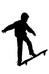 silhouette of a boy with a waveboard