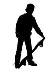 silhouet of a boy and his waveboard