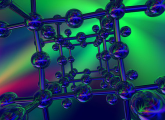 glossy crystal structure on multicolored background