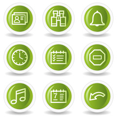 Organizer web icons, green circle buttons