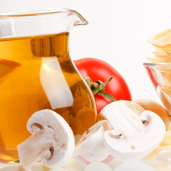 Olive oil and vegetables.