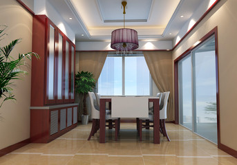 modern restaurant interior.3D render