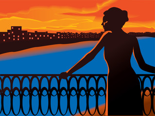 Obraz premium Sunset scenery vector