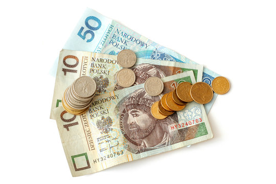 Polish money isolated on white background