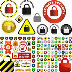 Padlock button set. Vector collection.