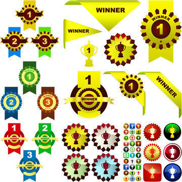 Vector award with place numbers . Vector great collection.