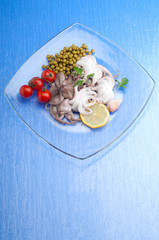 octopus with tomatoes and peas