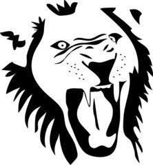 angry lion silhouette vector © bOBAN