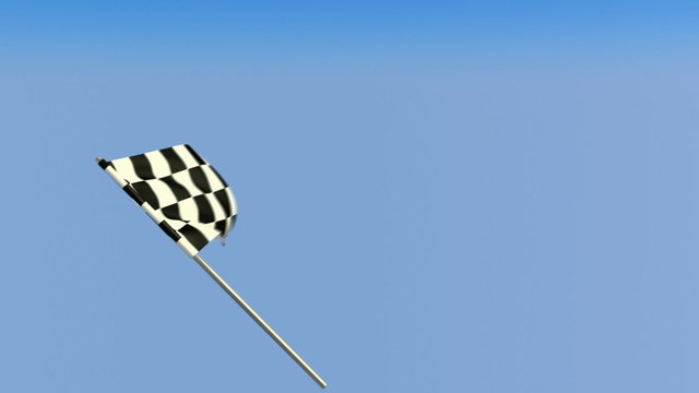 Finish &ndash; Loopable waving checkered flag over blue sky
