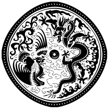 vector illustration tribal tattoo dragon