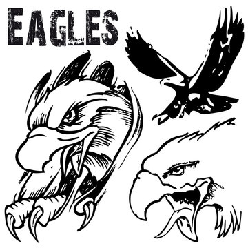 vector illustration eagle tattoo set