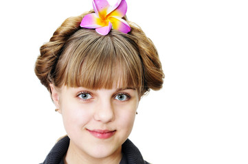 Naklejka premium teen girl with funny hairstyle