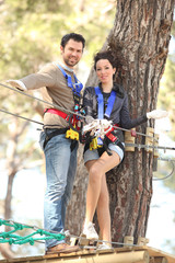 Couple in adventure park