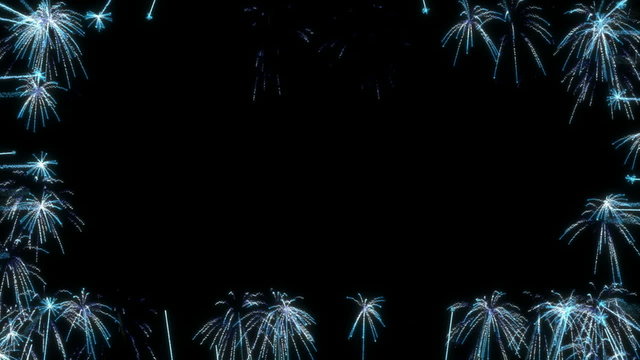 Loopable Blue Fireworks  Frame over black. Alpha is included