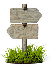 panneau de direction double bois plus herbe