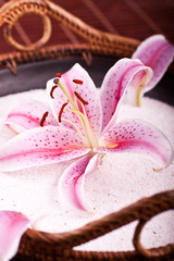 Bambusschale mit Lilie