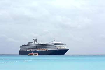 Cruise ship and cloudy skies