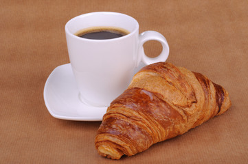 Black coffee and croissant