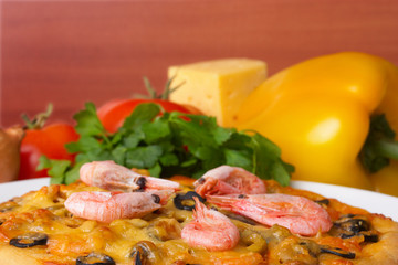 Pizza and vegetable